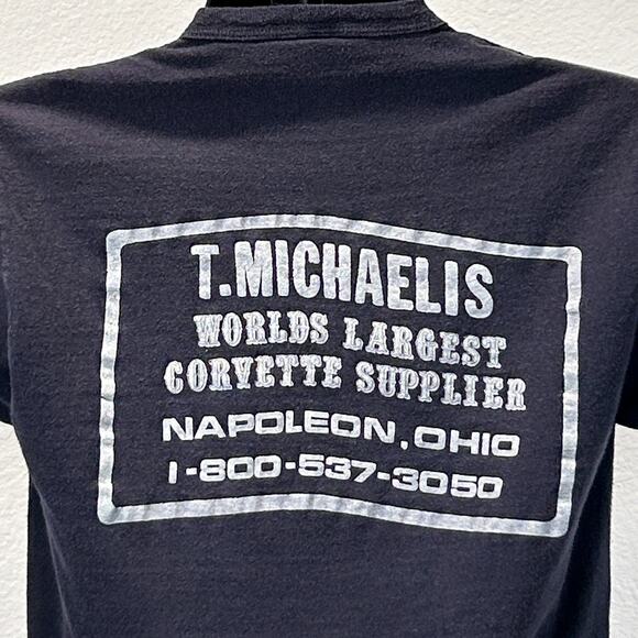 Vintage Chevy Corvette T Shirt Mens S Small Black 70s Roach Chevrolet C1 Tee - Picture 5 of 7